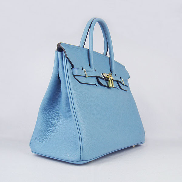 High Quality Fake Hermes Birkin 35CM Togo Leather Bag Blue 6089 - Click Image to Close